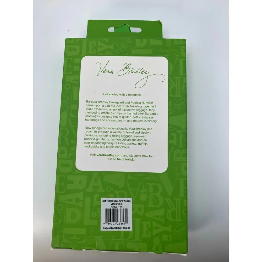 Vera Bradley iPhone 5 Soft Frame‎ Case Bittersweet Houndstooth White New in Box